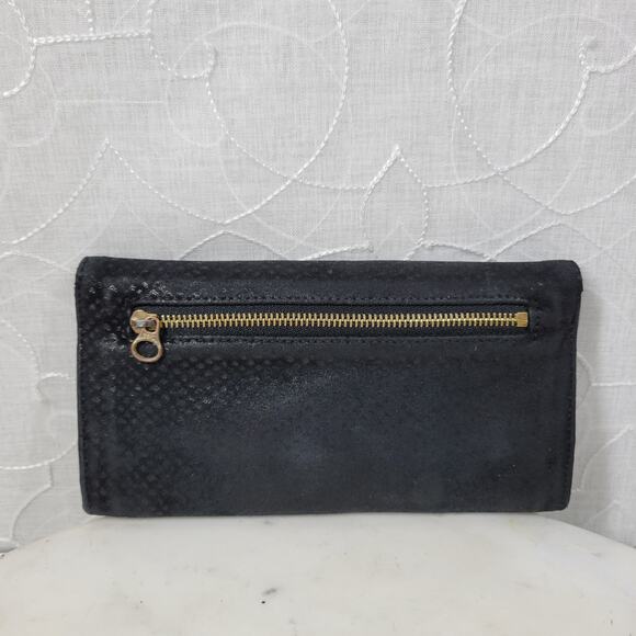 See By Chloe Checkbook Wallet 7.25" Black Soft Embossed Leather Bi-Fold Clutch - Picture 7 of 16